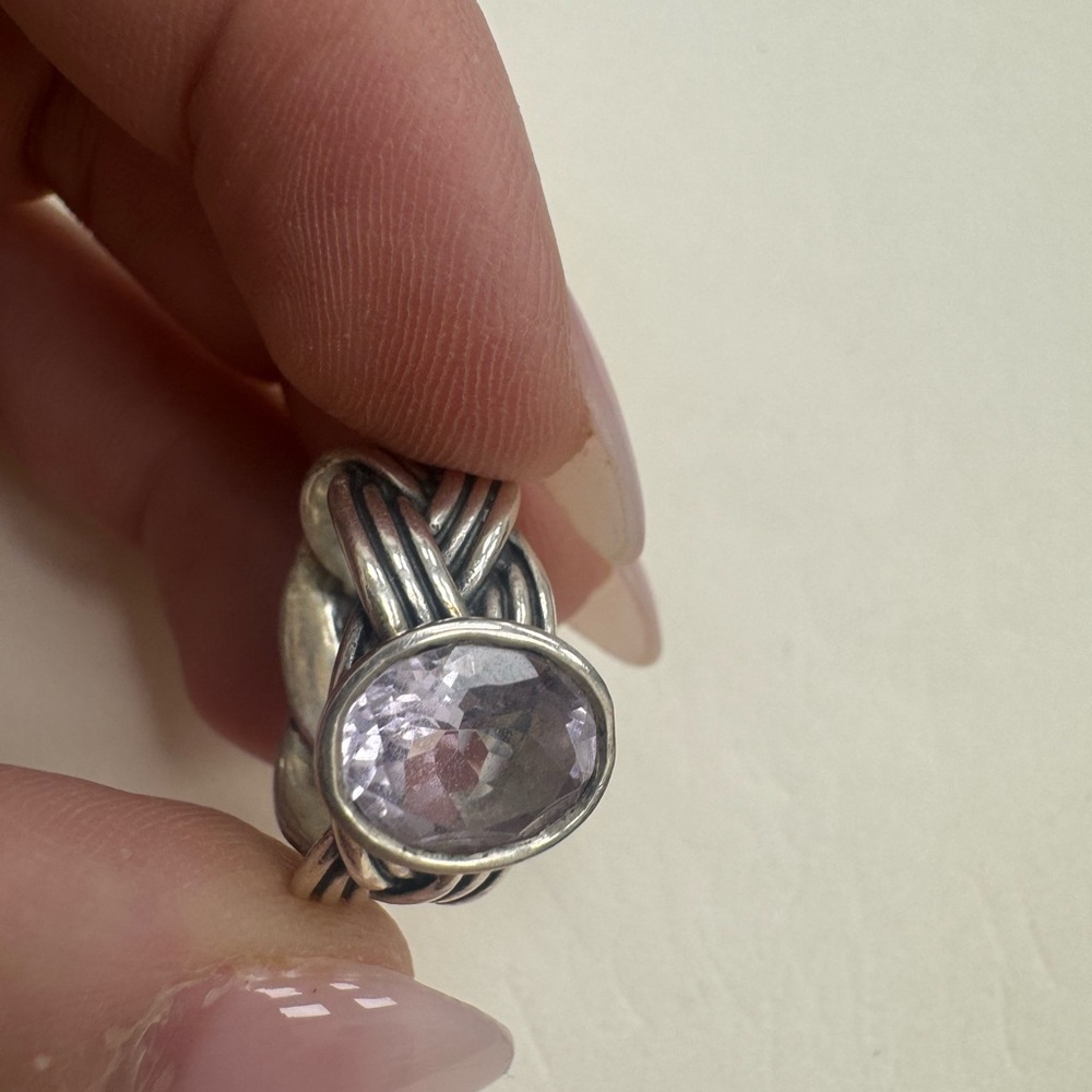 PANDORA RARE Retired Sterling Silver ALE Braided Amethyst Ring Size 7 9.5g - Picture 5 of 16